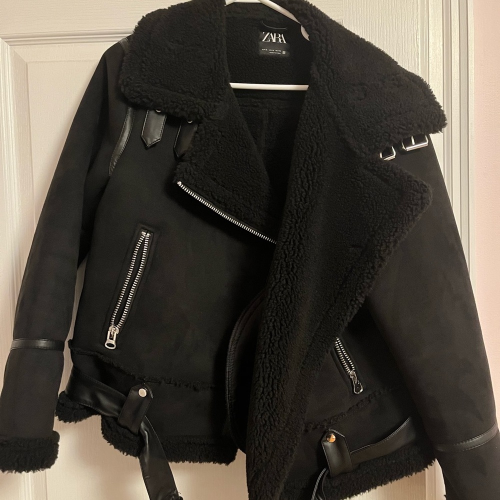 Zara Sherpa Moto Jacket